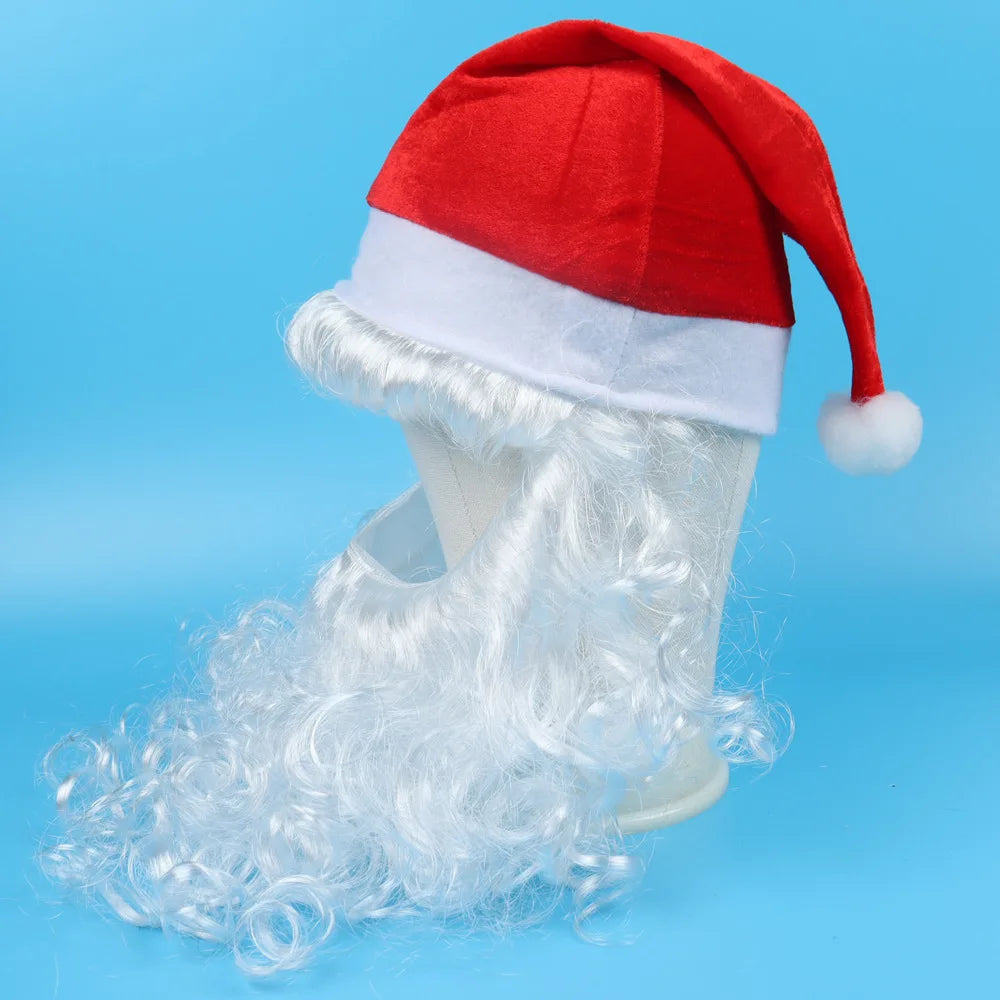 Adults Santa Hat with Beard – Xmas Costume for Men & Women Christmas Costume Hat Babs