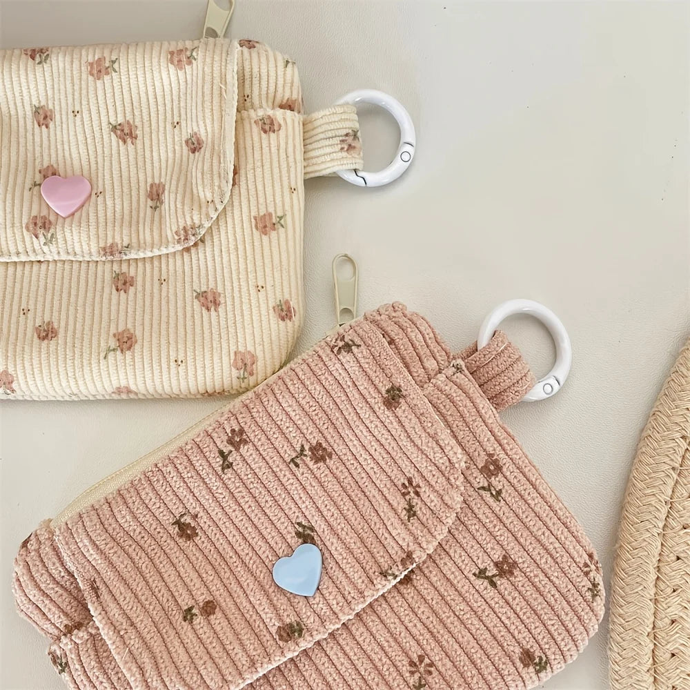 Corduroy Coin Purse Women's Zipper Wallet & Card Holder Coin Purse Wallet Babs