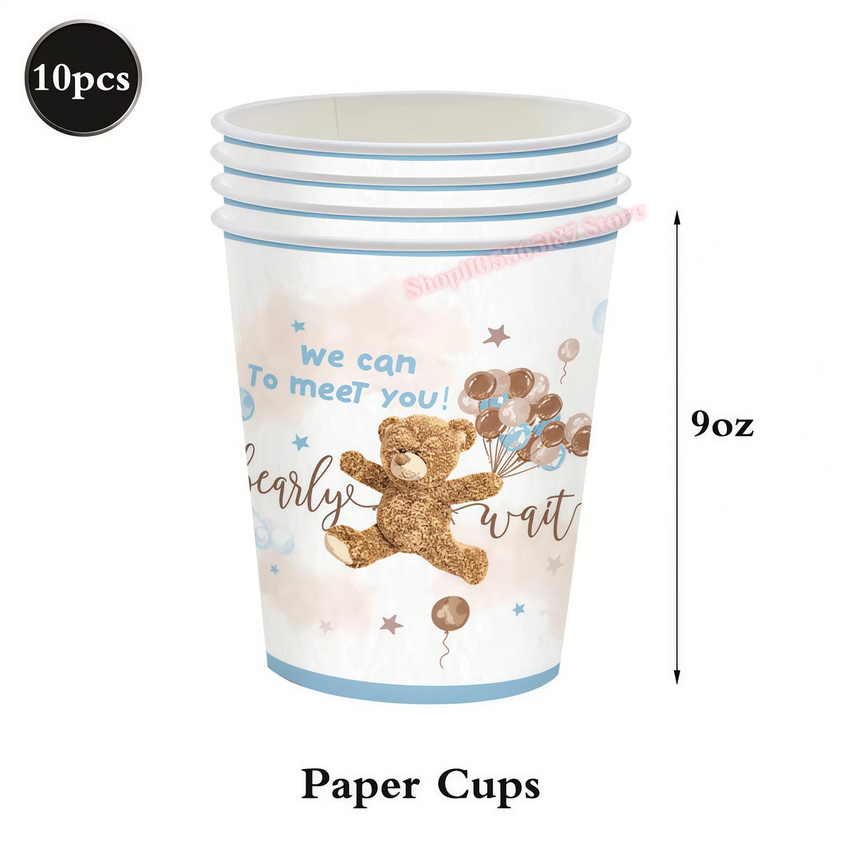 Bear Birthday Party Decoration Set – Plates, Napkins & Banner Party Decoration Set Babs 10pcs Cups others