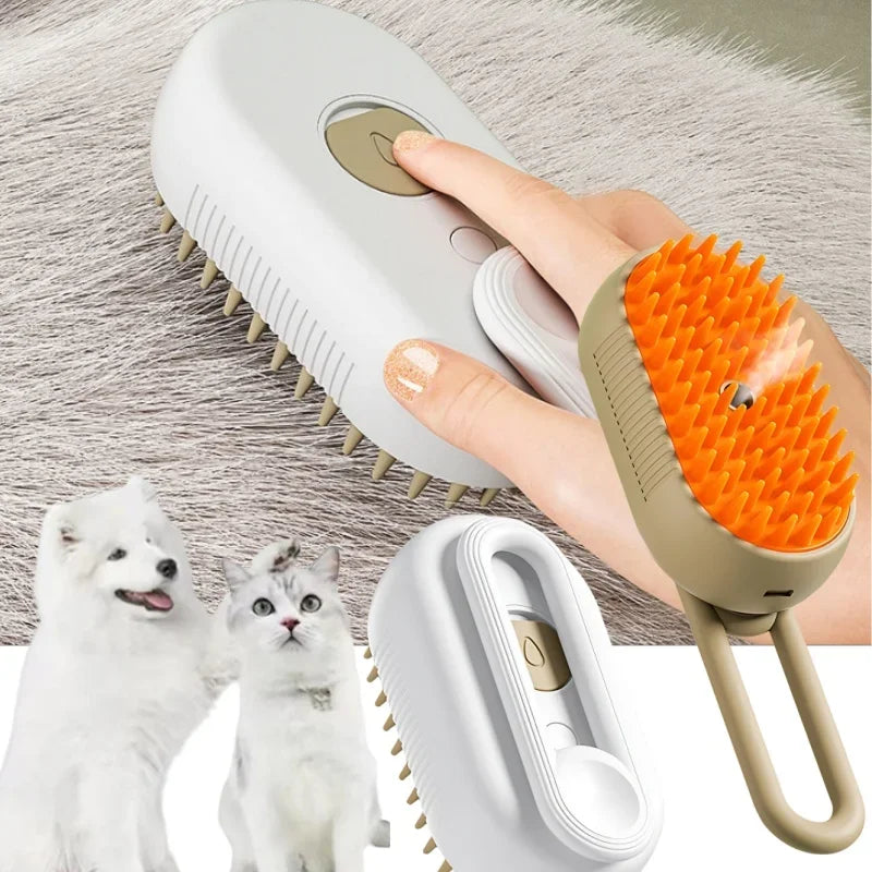 3-in-1 Electric Steam Pet Brush – Dog & Cat Grooming Pet Grooming Brush Babs