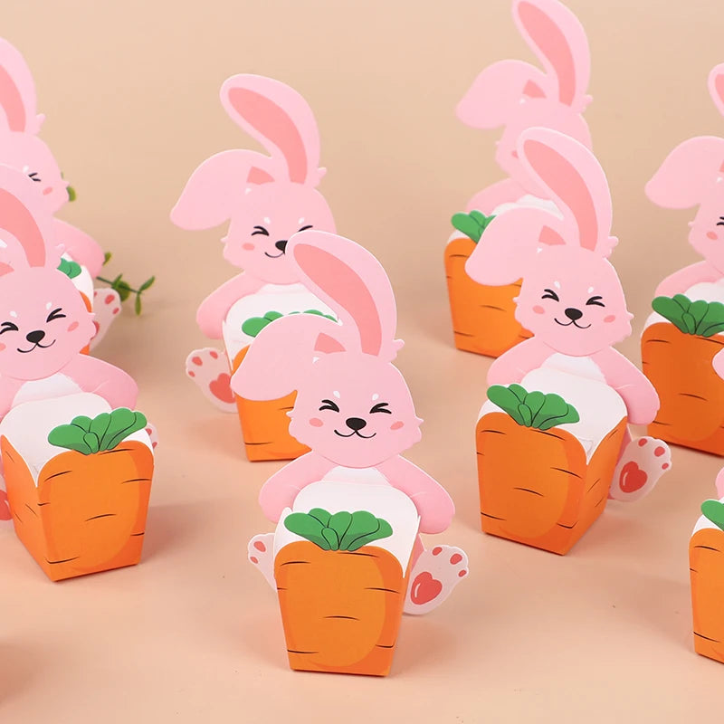 10pcs Easter Bunny Carrot Gift Boxes | Candy Cookie Party Favors Easter Party Gift Boxes Babs