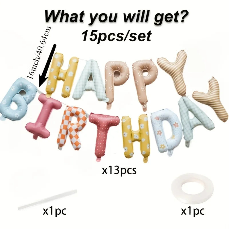 Happy Birthday Foil Balloon Banner – 16" Reusable Party Decor Foil Balloon Banner Babs