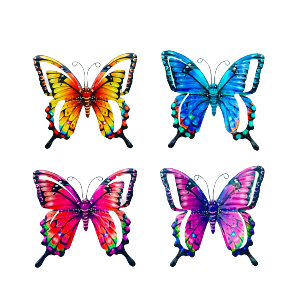 4pcs Iron Butterfly Wall Decor – Painted Metal Garden Art Set Metal Wall Art Babs