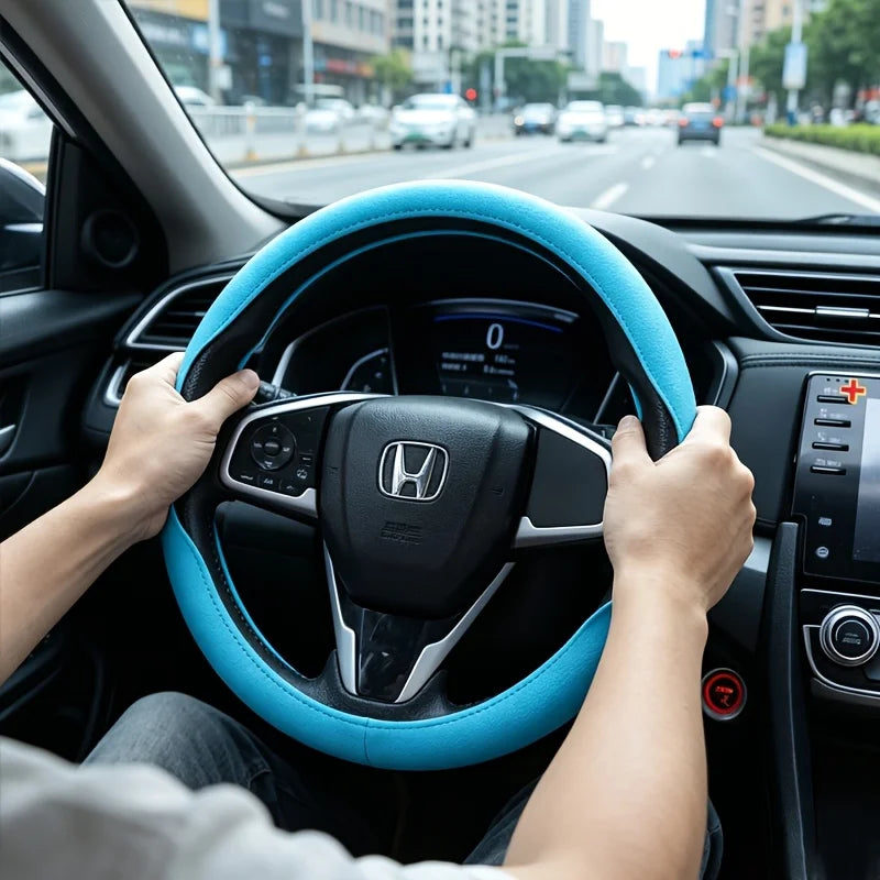 Silicone & Faux Leather Steering Wheel Cover – Round & D-Shape Steering Wheel Cover Babs