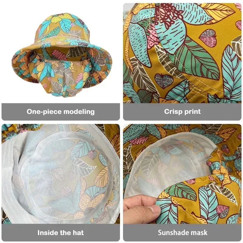 Women's Wide Brim Floral Sun Hat – UV Protection Fisherman Cap Women's Sun Hat Babs