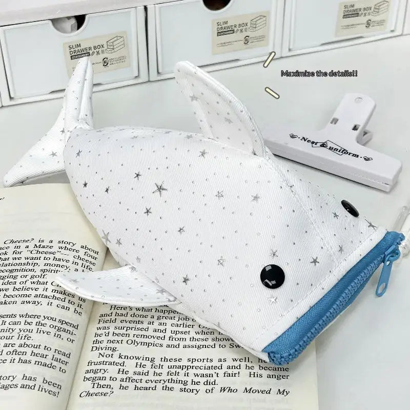 Kawaii Shark Pencil Case – Large Capacity Star Print Pencil Bag Pencil Case Babs onesize
