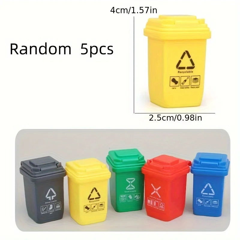 5-Pack Mini Garbage Sorting Trash Can Toy Set & Party Supplies Mini Toy Trash Can Set Babs Random Color 5PCS