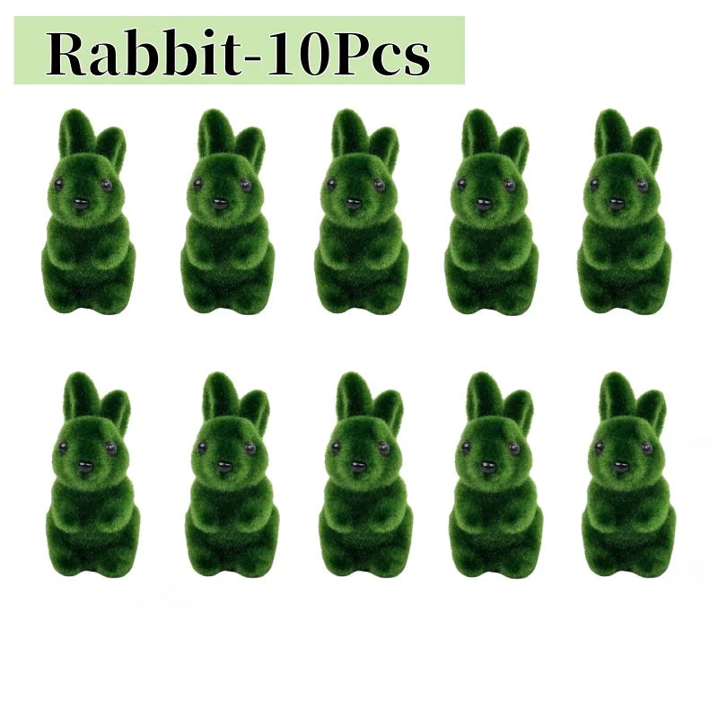 Mini Foam Easter Bunny Ornaments – Flocked Green Rabbit Decor Easter Bunny Ornament Babs 10PCS 6x6x11cm