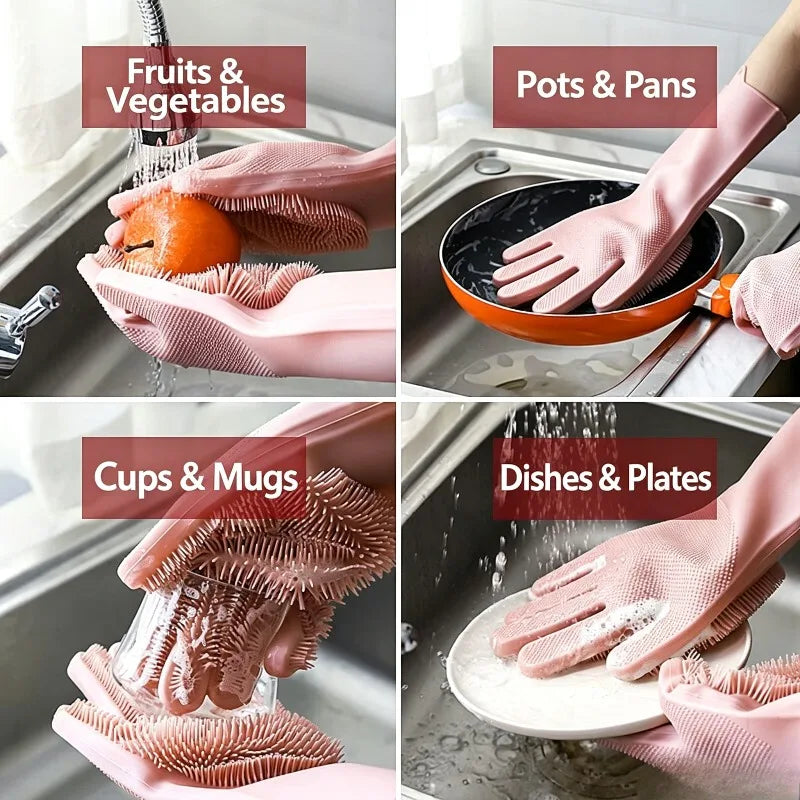 Silicone Cleaning Gloves – Waterproof Kitchen Scrubbing Gloves Silicone Cleaning Gloves Babs