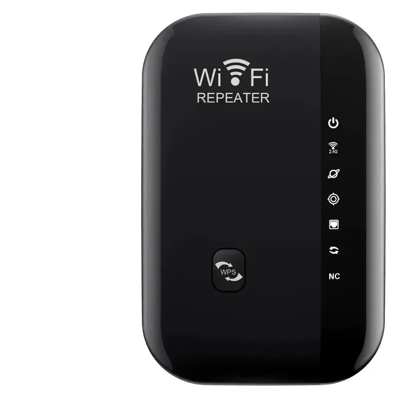 KEBIDUMEI 300Mbps WiFi Repeater & Extender – 2.4GHz Booster WiFi Range Extender Babs 7 Lights Black US Plug