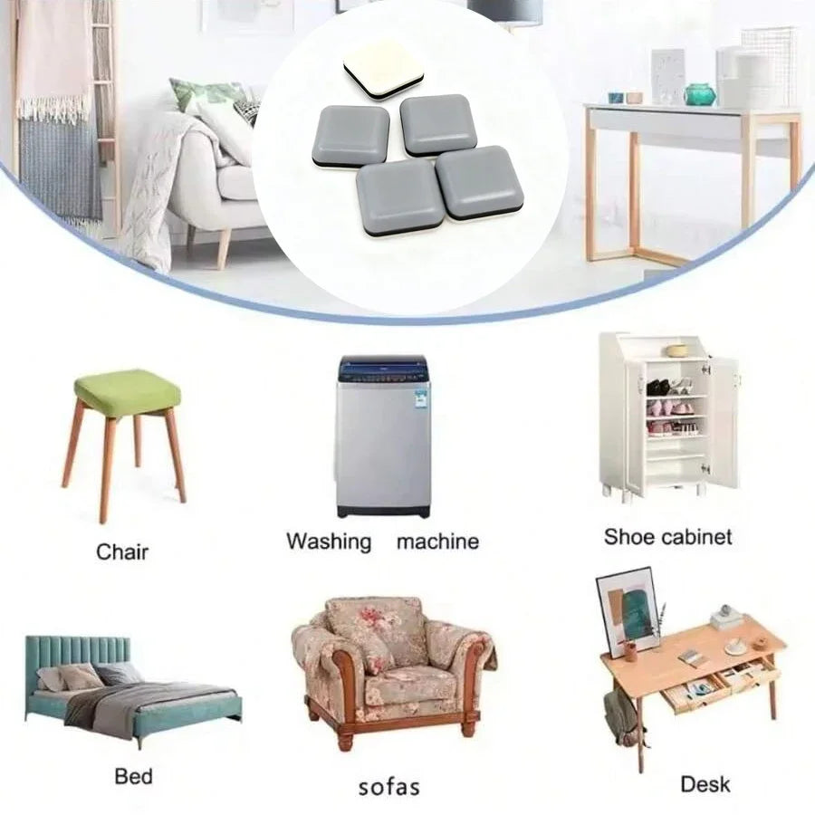20PCS PTFE Square Furniture Gliders & Floor Sliding Pads Furniture Sliding Pads Babs