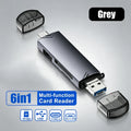 KEBIDUMEI 6-in-1 USB 3.0 OTG Card Reader – Type-C & Micro USB USB Card Reader Babs Grey
