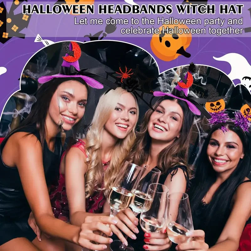 Halloween Witch Hat Headband with 3D Spider | Party Costume Hoop Halloween Costume Headband Babs