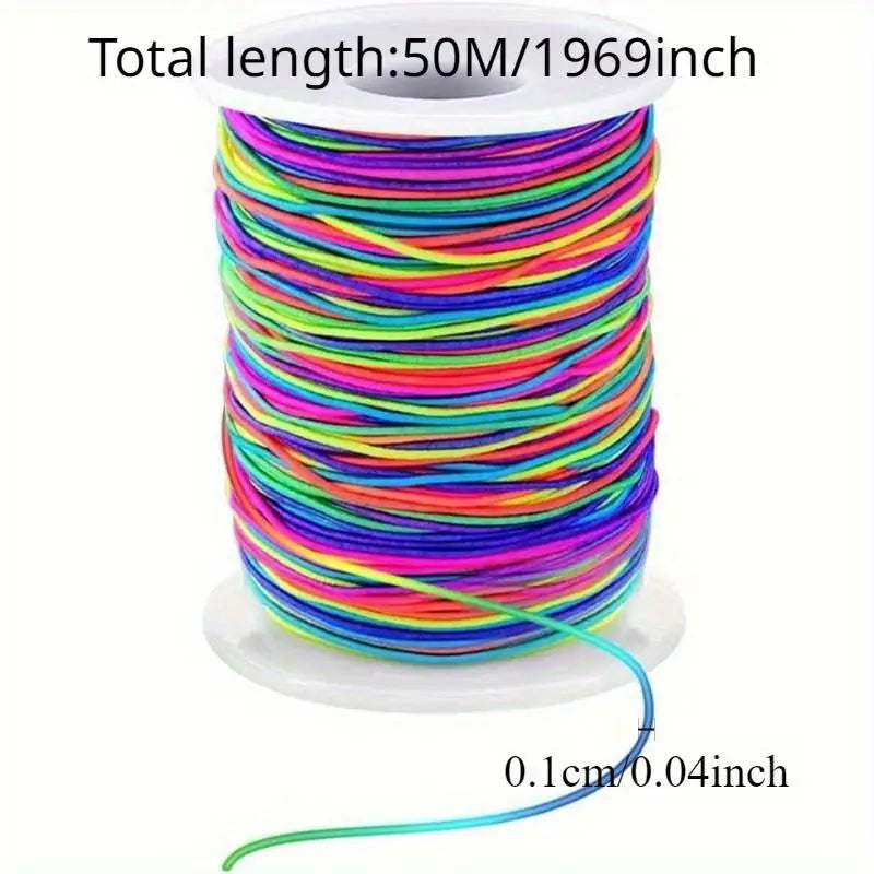 50m Rainbow Elastic Beading Cord – Stretchy DIY Jewelry String Elastic Beading Cord Babs 1pc