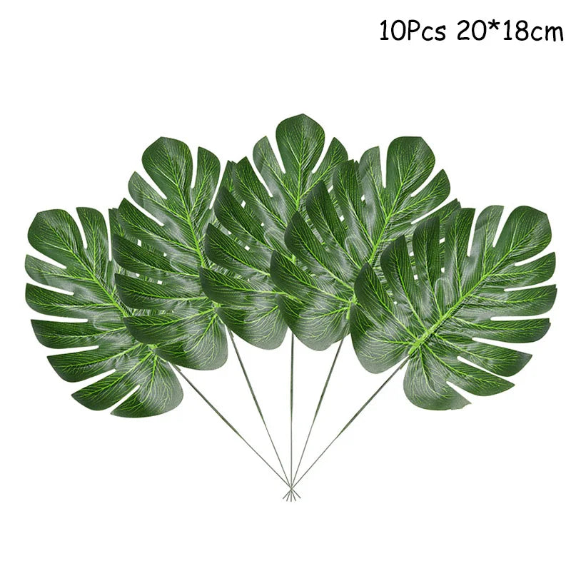Jungle Safari Party Balloons – Green Latex & Foil Palm Leaf Set Party Balloon Set Babs 10pcs turtle leaves as picture