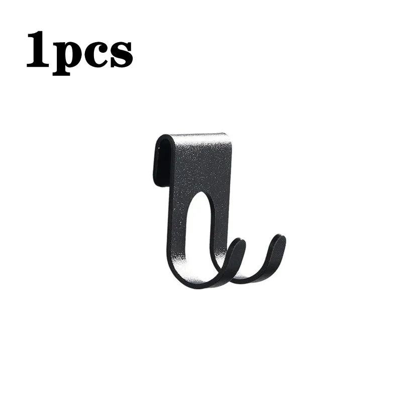 No-Drill Aluminum Shower Glass Door Hooks | Towel Hanger Bathroom Hook Hanger Babs Black-1pcs 5.5X4cm