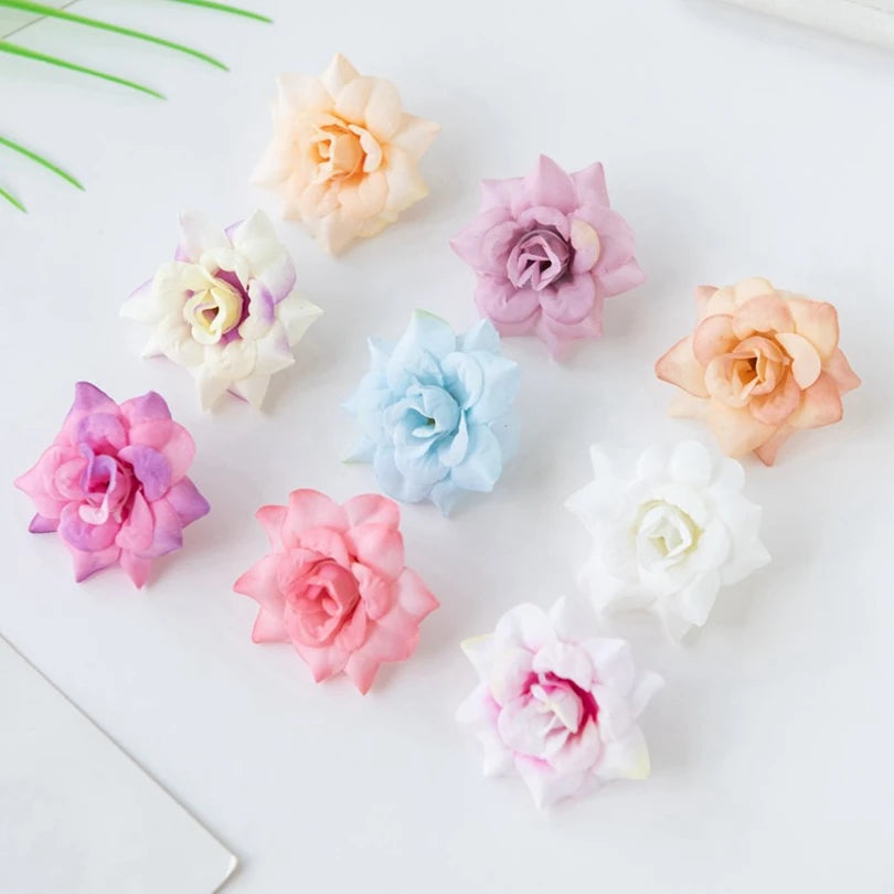 20pcs Silk Multicolor Rose Heads – Artificial Flowers for Decor Artificial Silk Flowers Babs
