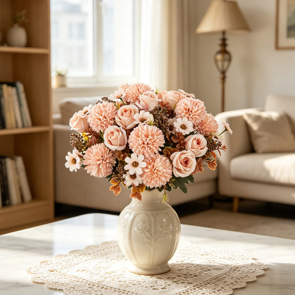 Silk Rose Artificial Bouquet – Wedding & Home Décor Flowers Artificial Flower Bouquet Babs