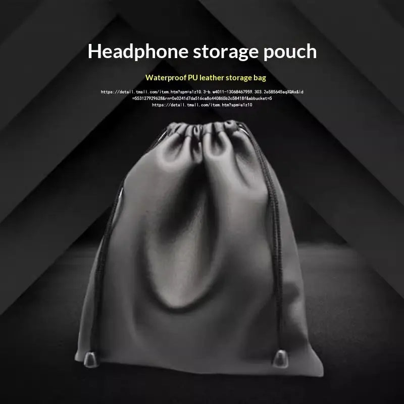 PU Leather Drawstring Bag – Dust-Proof Headphone Storage Pouch Drawstring Storage Bag Babs