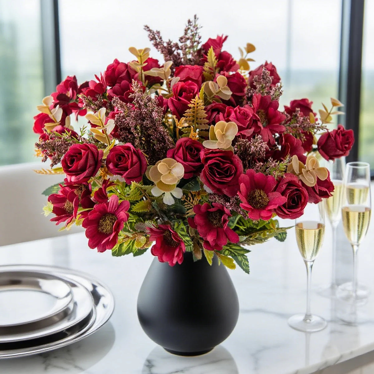Artificial Silk Rose Bouquet for Wedding & Home Decor Artificial Silk Flowers Babs