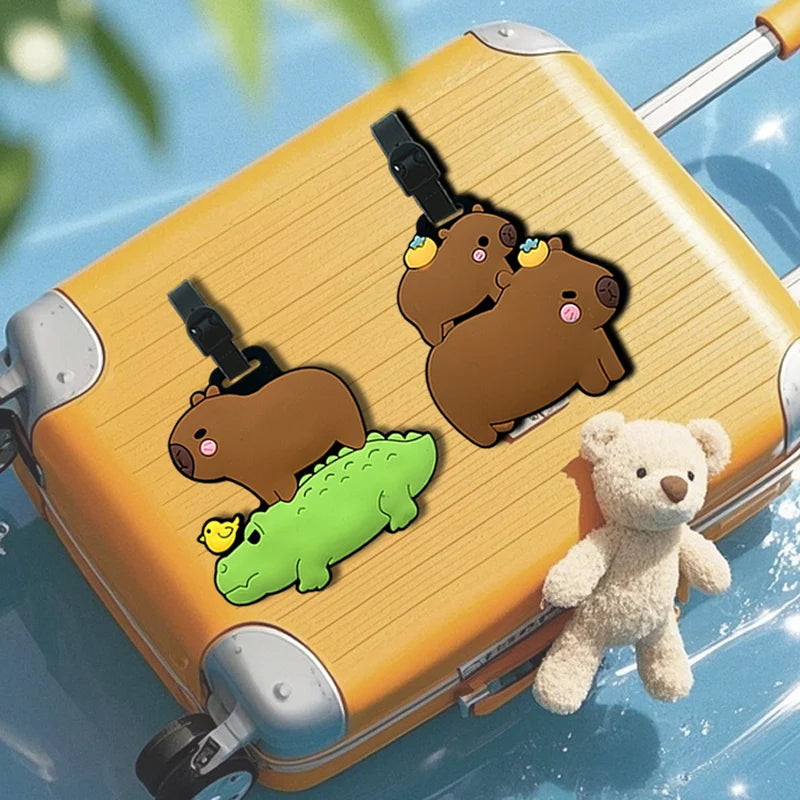 Cartoon Capybara PVC Luggage Tag – ID & Address Holder Luggage Tag Babs