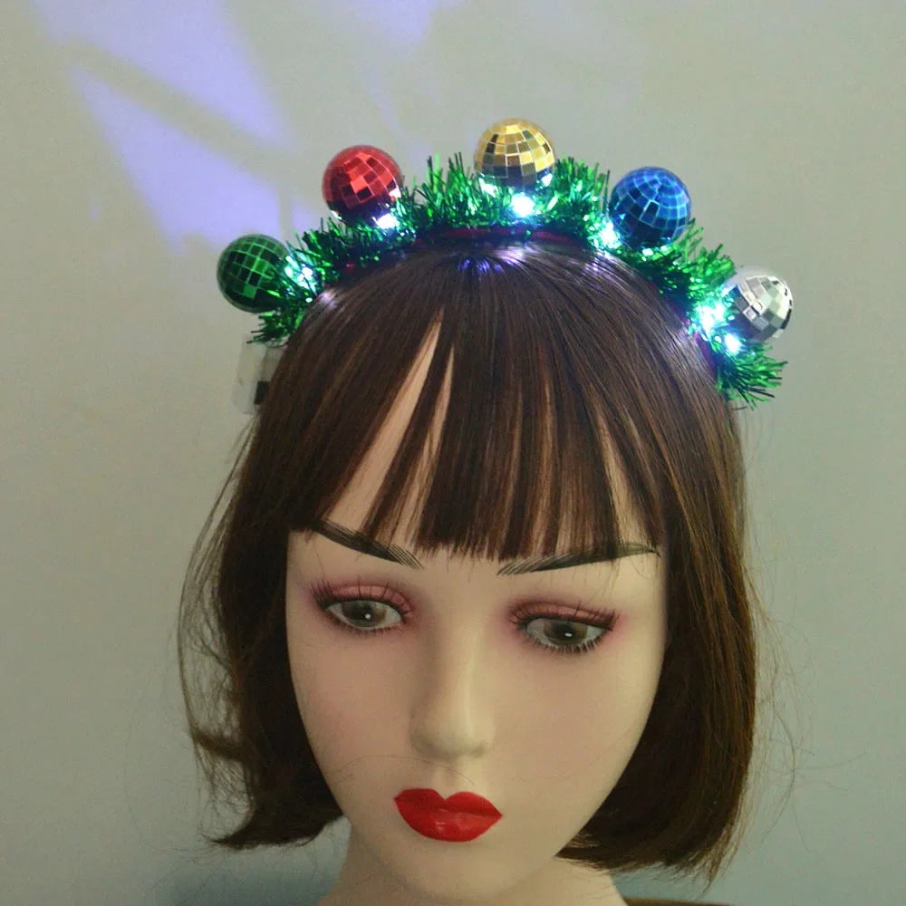 LED Snowflake Holiday Party Headband – Girls & Adults Glow LED Party Headband Babs