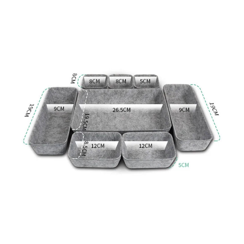 8-Piece Felt Drawer Organizer Set – Foldable Storage Bins Drawer Organizer Set Babs