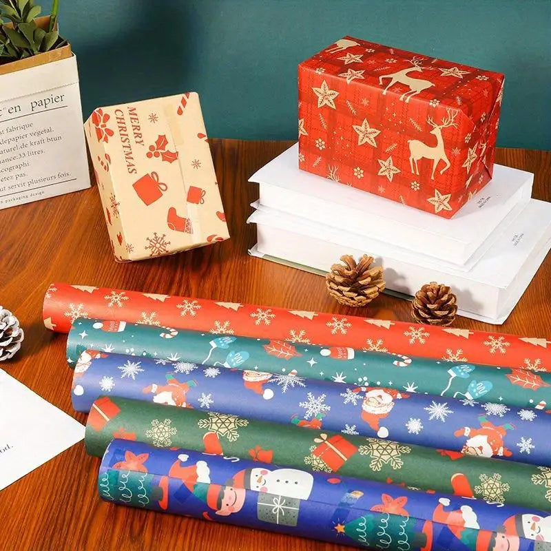10-Piece Christmas Wrapping Paper Set – Apple Bouquet Design Gift Wrapping Paper Babs