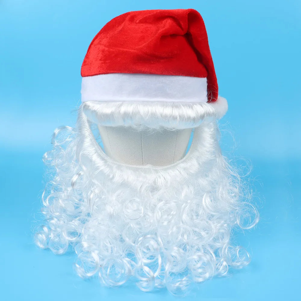 Adults Santa Hat with Beard – Xmas Costume for Men & Women Christmas Costume Hat Babs