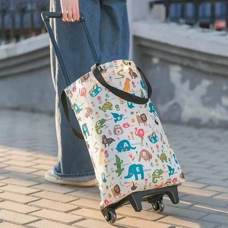 Foldable Oxford Cloth Shopping Cart – Large Capacity Bag Foldable Shopping Bag Babs