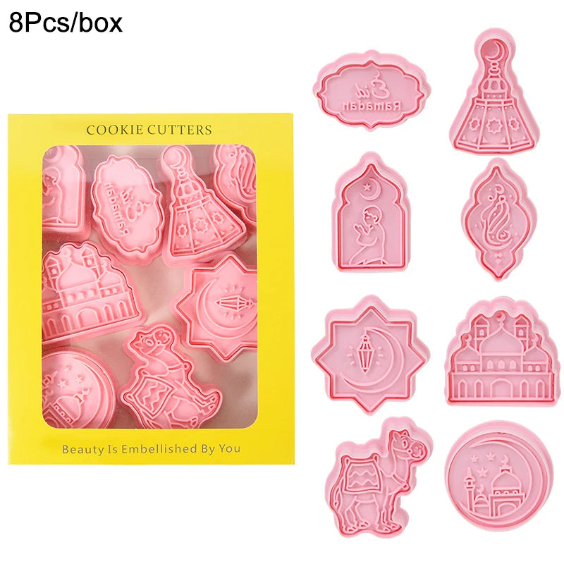 Ramadan Eid Cookie Cutters Set – 8/10Pcs Islamic Baking Molds Cookie Cutter Set Babs 8pcs-C