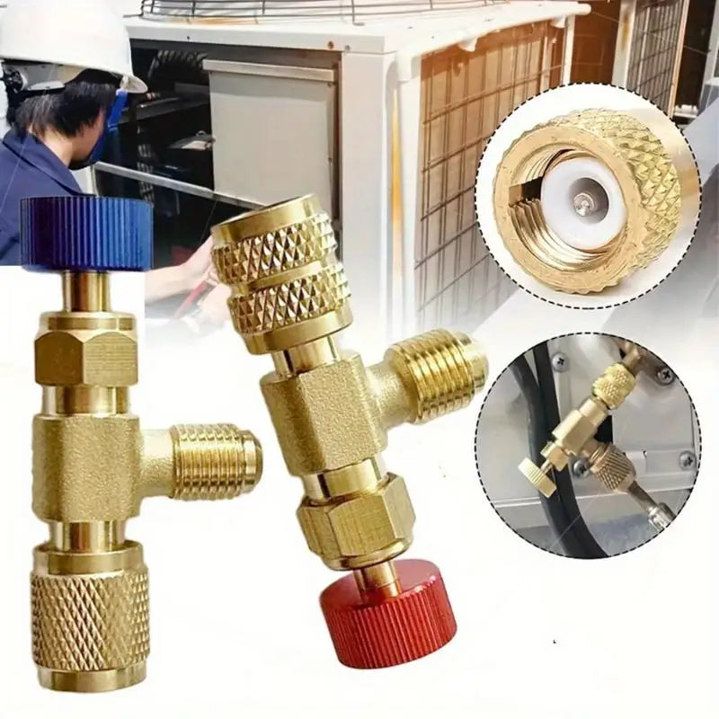 R410A R22 Refrigerant Charging Adapter – 1/4" Copper Safety Valve HVAC Charging Adapter Babs