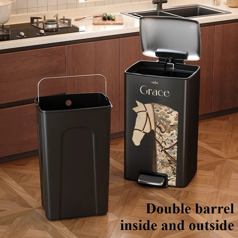 Stainless Steel Foot Pedal Trash Can with Lid – 15L/20L Foot Pedal Trash Can Babs