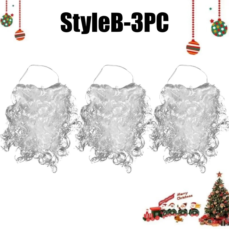 Realistic White Santa Fake Beard – Christmas Costume Prop Costume Accessory Babs B-3PCS