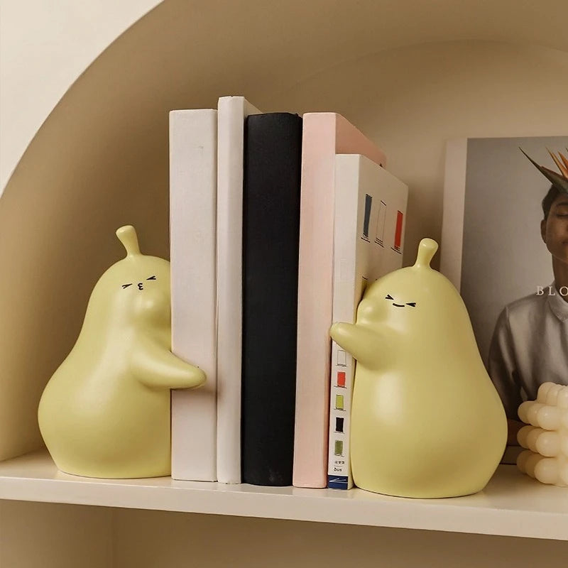 Ceramic Hug Pear Bookend Ornament – Cute Home Décor Gift Decorative Bookend Babs