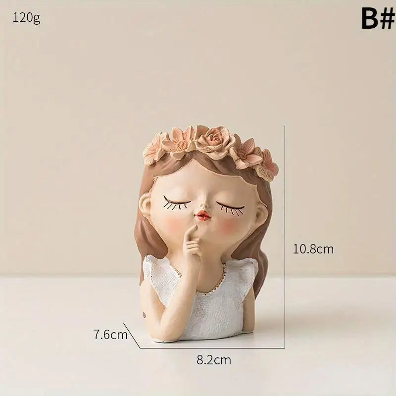 Nordic Cute Girl Resin Planter for Succulents & Cactus Decorative Planter Babs B