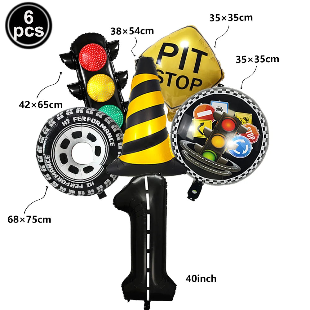 6-Piece Race Car Balloon Kit – Racing Birthday Party Decor