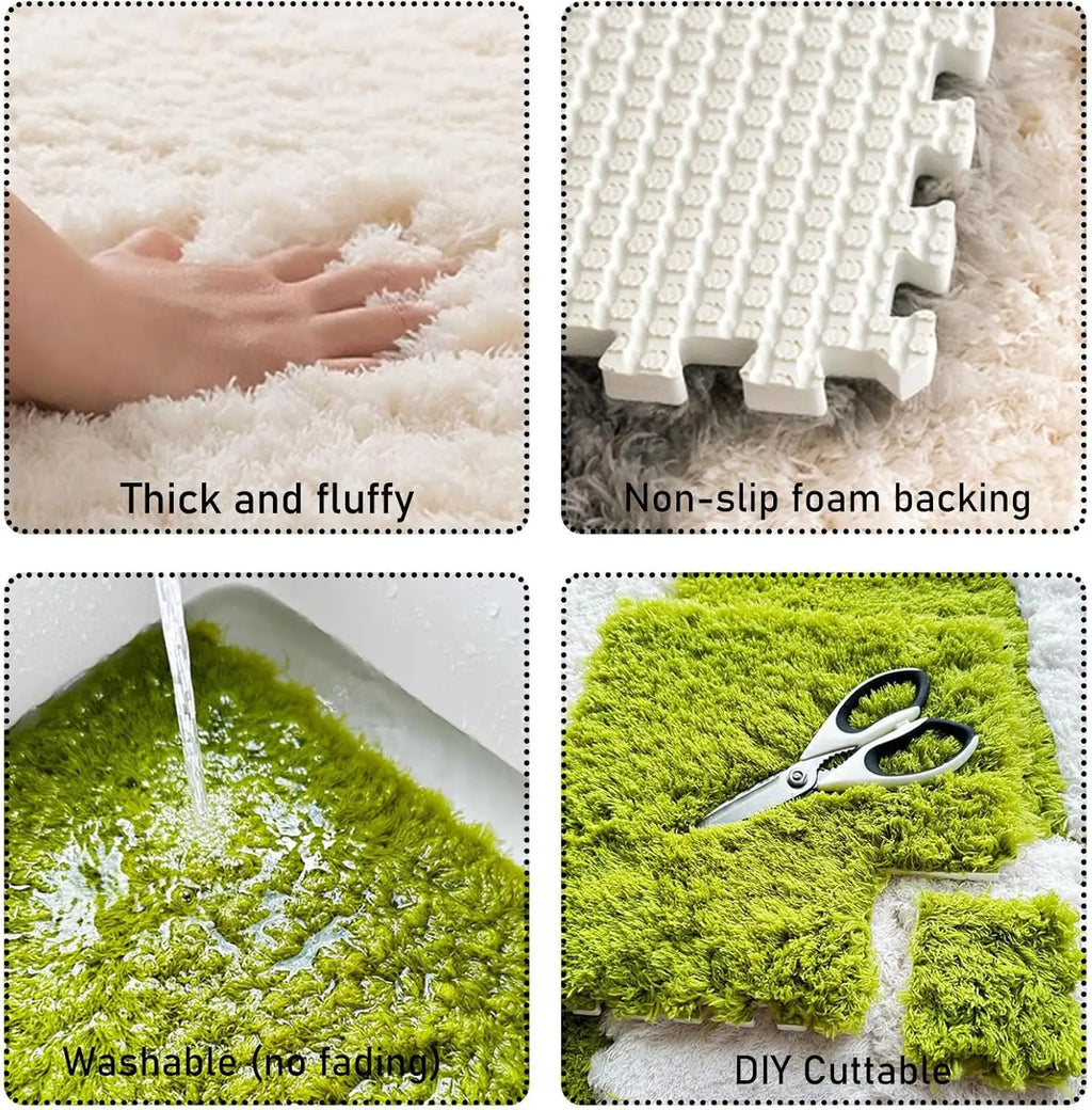 Fluffy Interlocking Rug Tiles – Plush Velvet Bedroom Carpet Interlocking Rug Tiles Babs