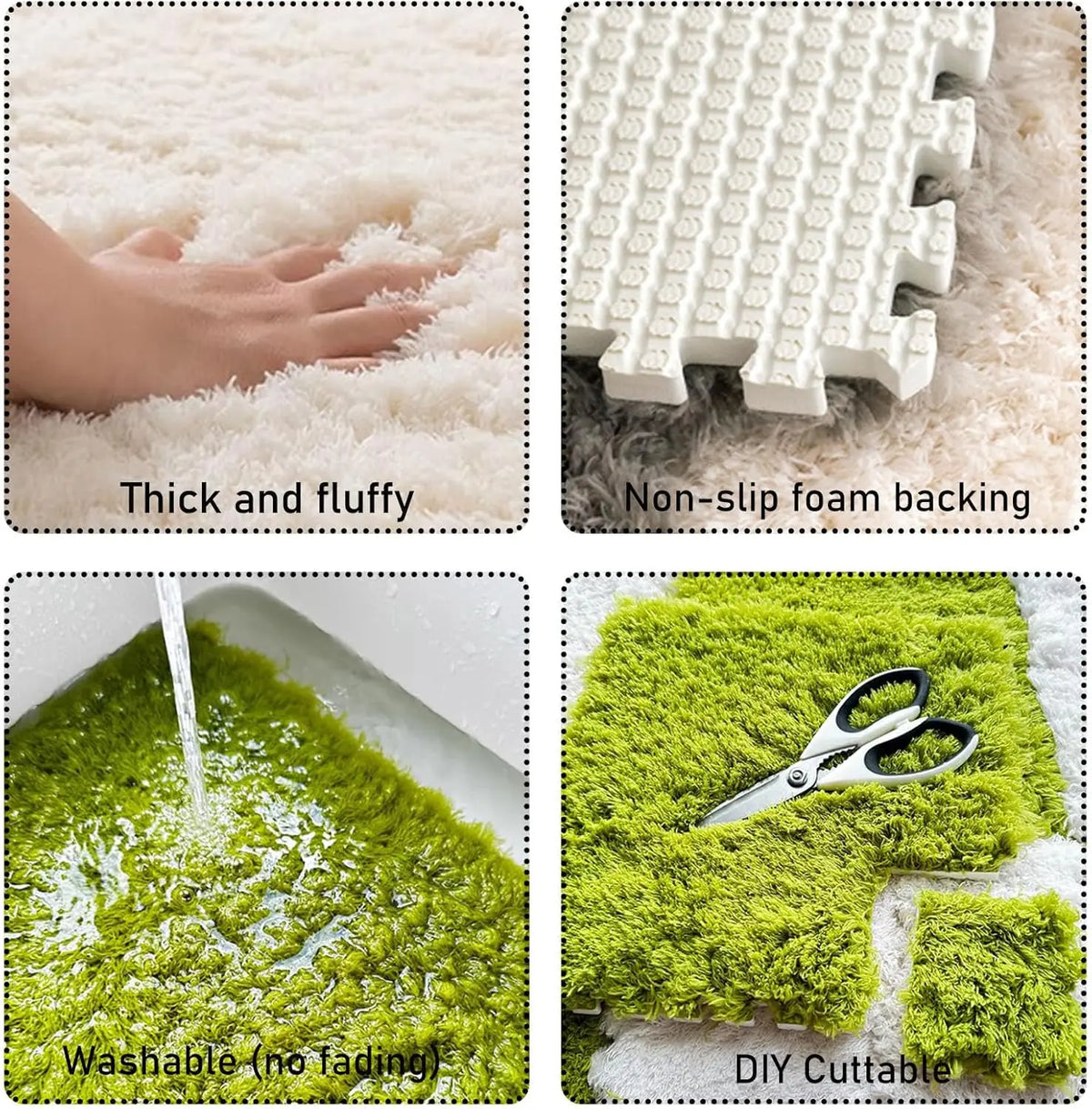 Fluffy Interlocking Rug Tiles – Plush Velvet Bedroom Carpet Interlocking Rug Tiles Babs