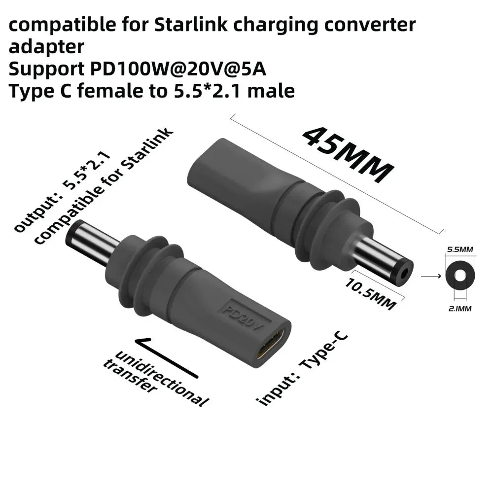 20V 100W USB-C to DC Cable for Starlink Mini – RV & Camping USB-C DC Power Cable Babs