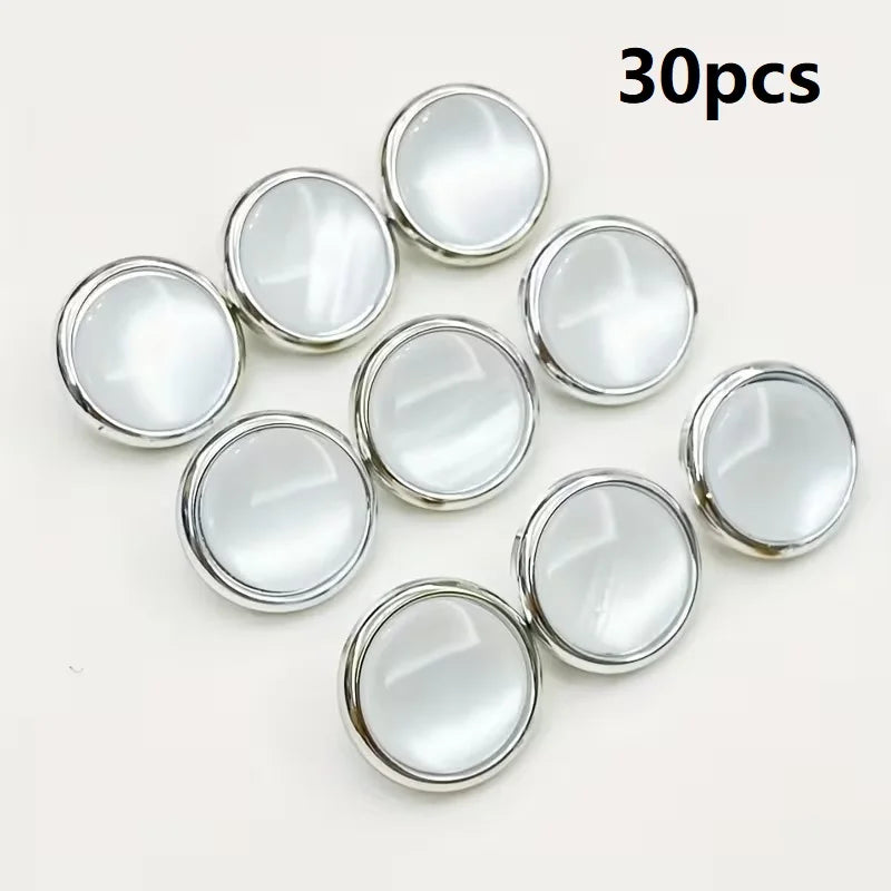 30 Ivory Pearl Resin Shank Buttons for Sewing & DIY Resin Sewing Buttons Babs silvery