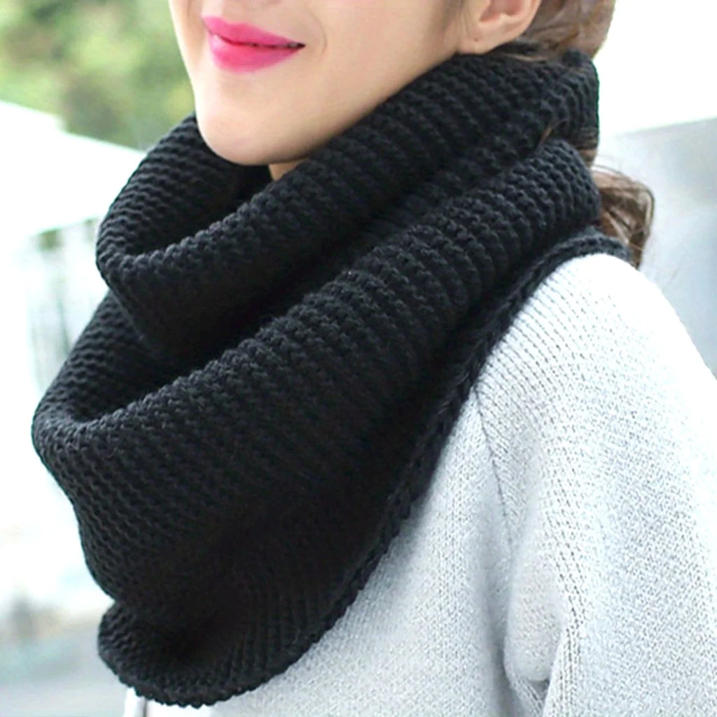 Women's Thick Knit Infinity Scarf – Windproof Winter Neck Warmer Infinity Scarf Babs black One Size