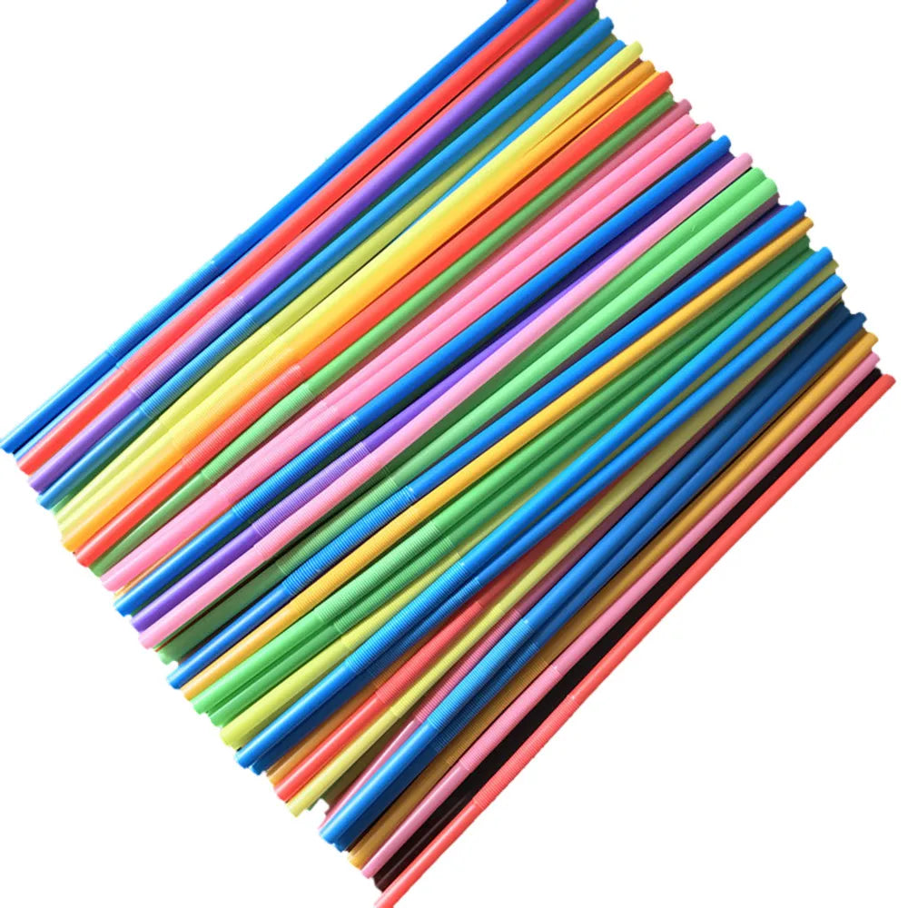 100-Pack Colorful Flexible Drinking Straws – Party & Bar Use Disposable Drinking Straws Babs