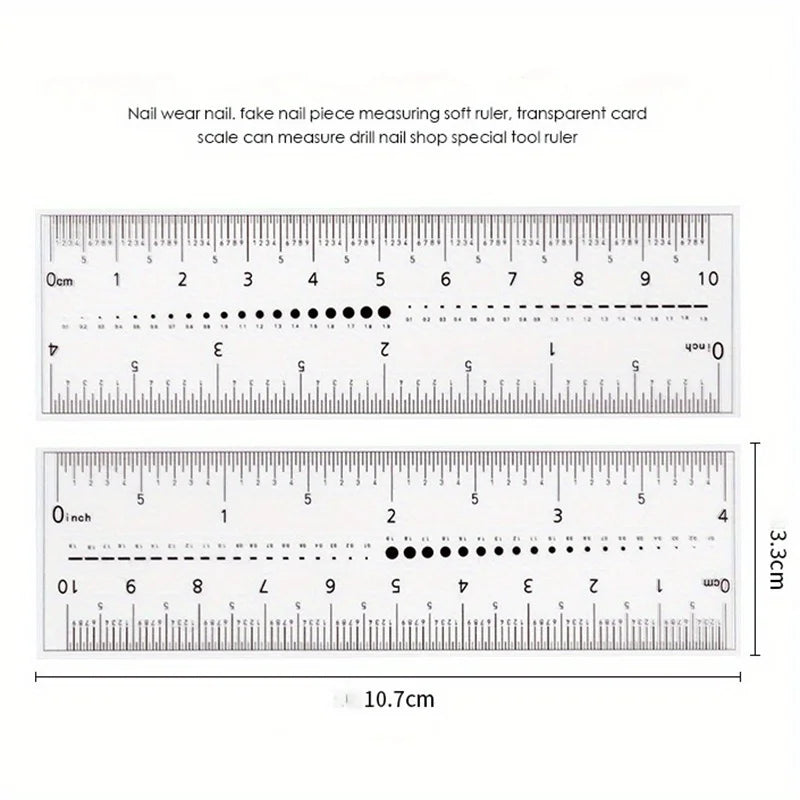 10pcs Clear PVC Soft Nail Ruler – Transparent Nail Sizing Tool Nail Sizing Ruler Babs
