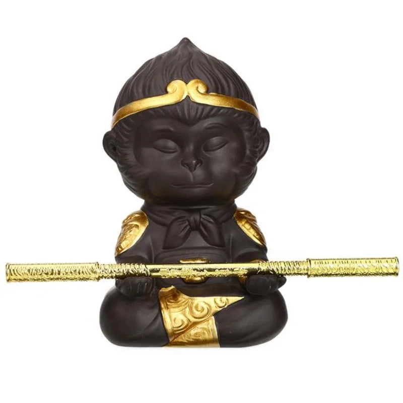 Purple Clay Sun Wukong Tea Pet – Monkey King Kung Fu Statue Tea Pet Figurine Babs A