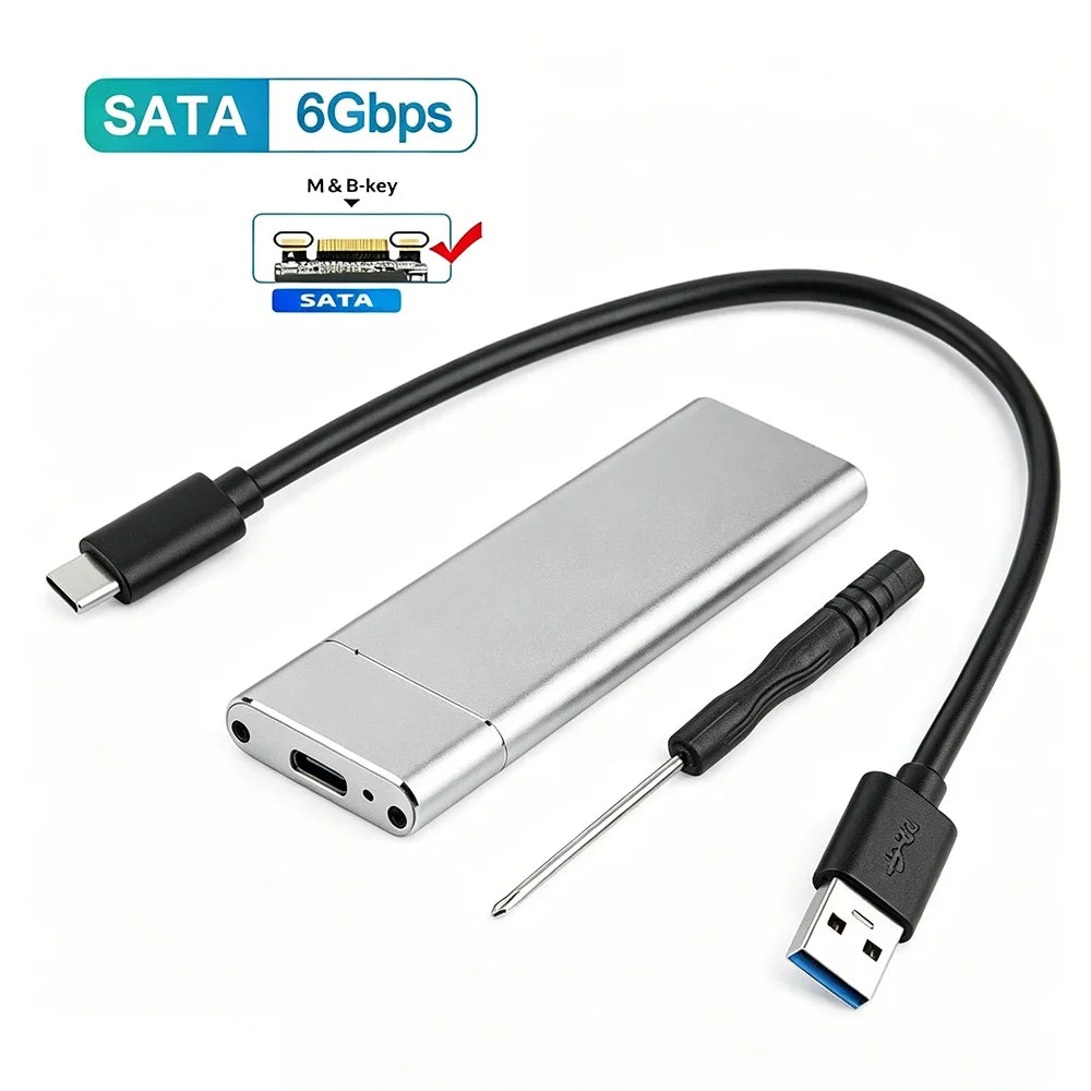 M.2 NVMe SATA SSD Enclosure 10Gbps USB-C Dual Protocol SSD Enclosure Babs S Only Support SATA