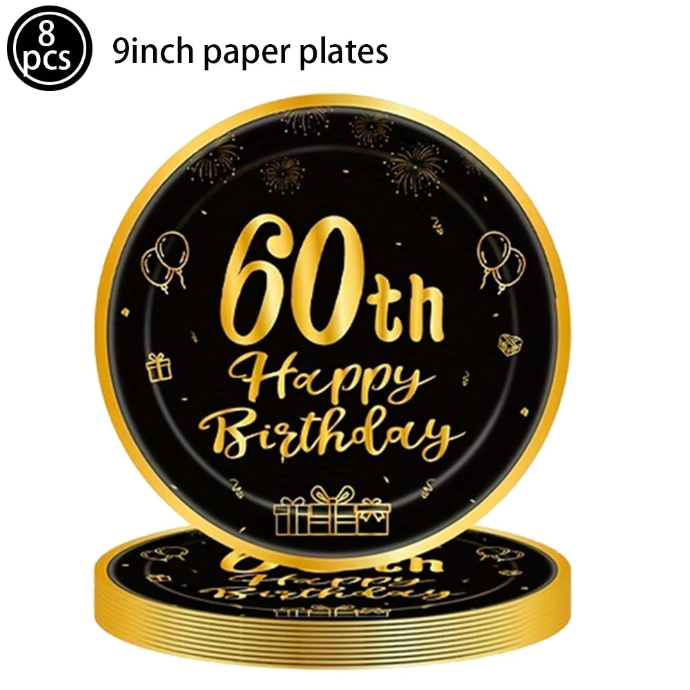 6pcs Black Gold 60th Birthday Water Bottle Labels & Stickers Birthday Party Stickers Babs Fuchsia As picture show