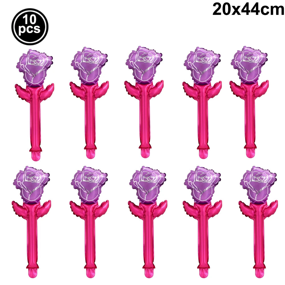 10pcs Mini Rose Flower Balloons – Wedding & Party Décor Foil Party Balloons Babs Ruby As pictures show