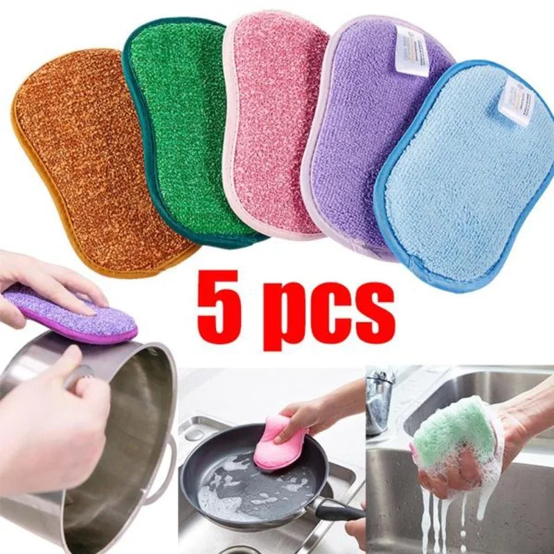 5-Pack Microfiber Dish Sponge Scrubbers – Kitchen Cleaning Set Kitchen Sponge Scrubbers Babs 5pcs (random colors)