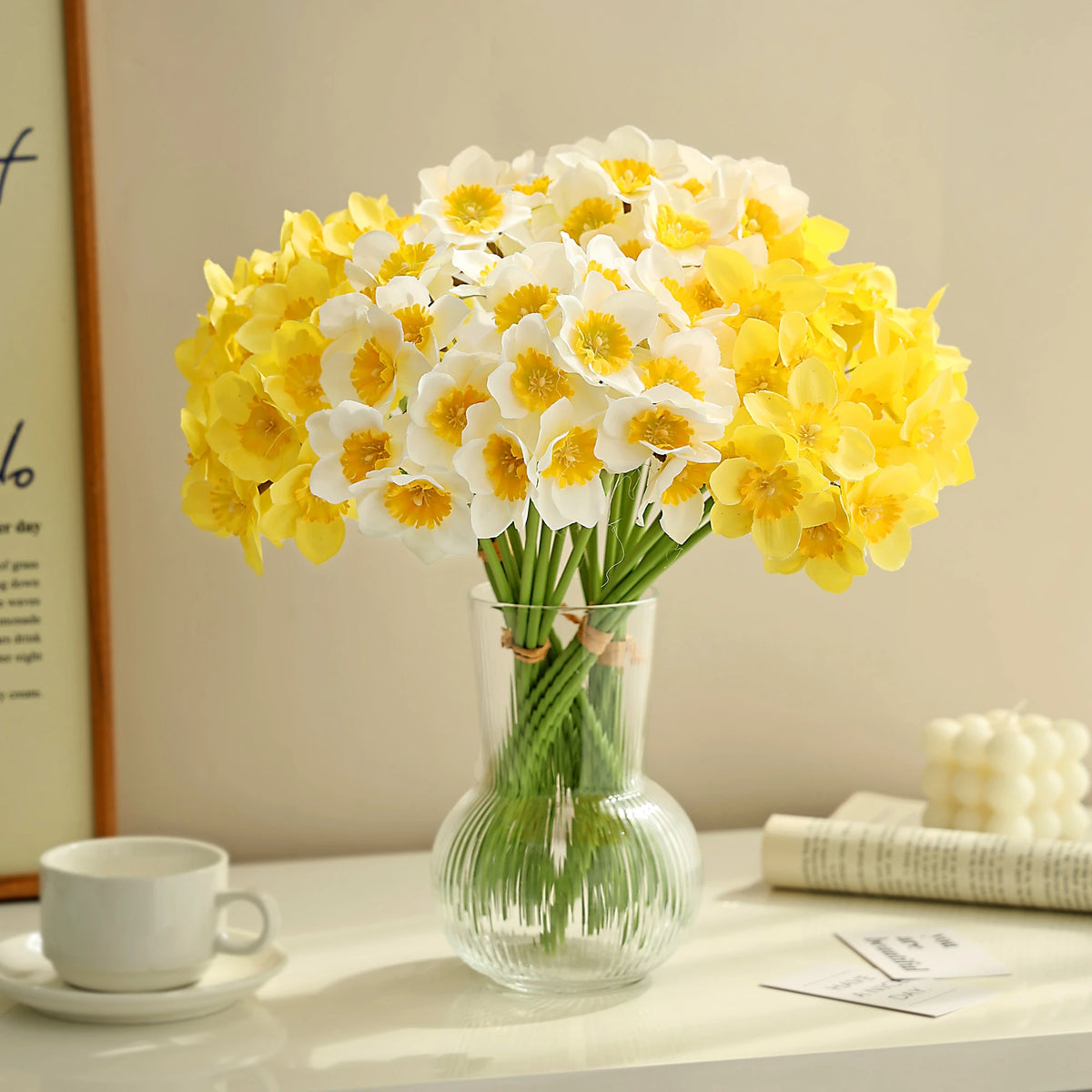 Silk Narcissus Artificial Flower Bouquet – Wedding & Home Décor Artificial Silk Flowers Babs